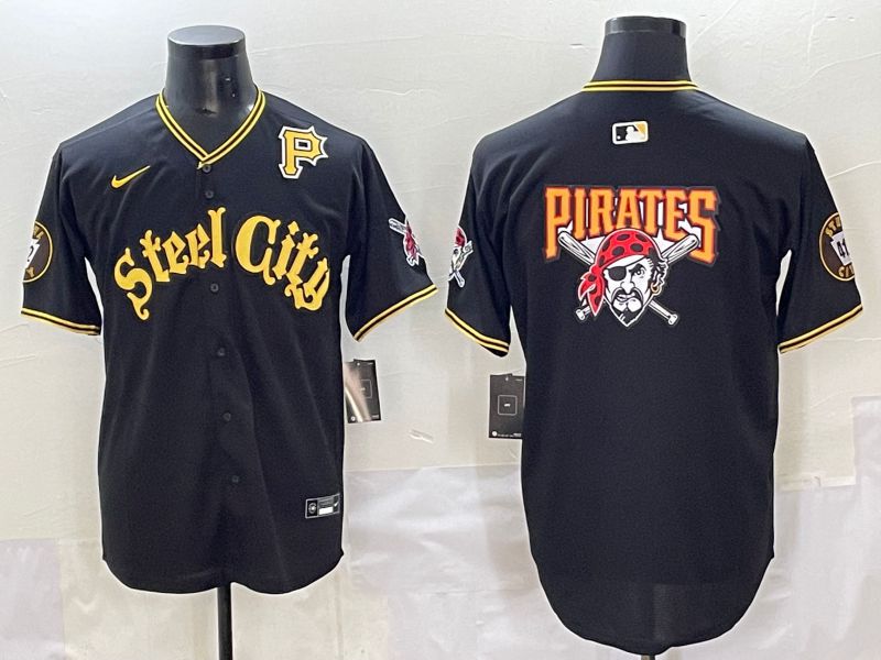 Men 2025 Pittsburgh Pirates Blank Black Game Nike MLB Jersey style 7155